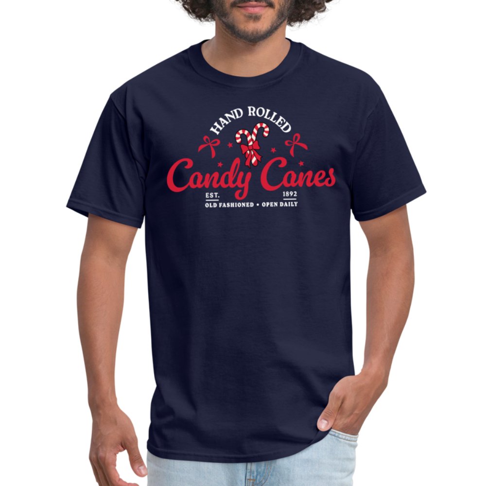 Hand Rolled Candy Canes T-Shirt - navy