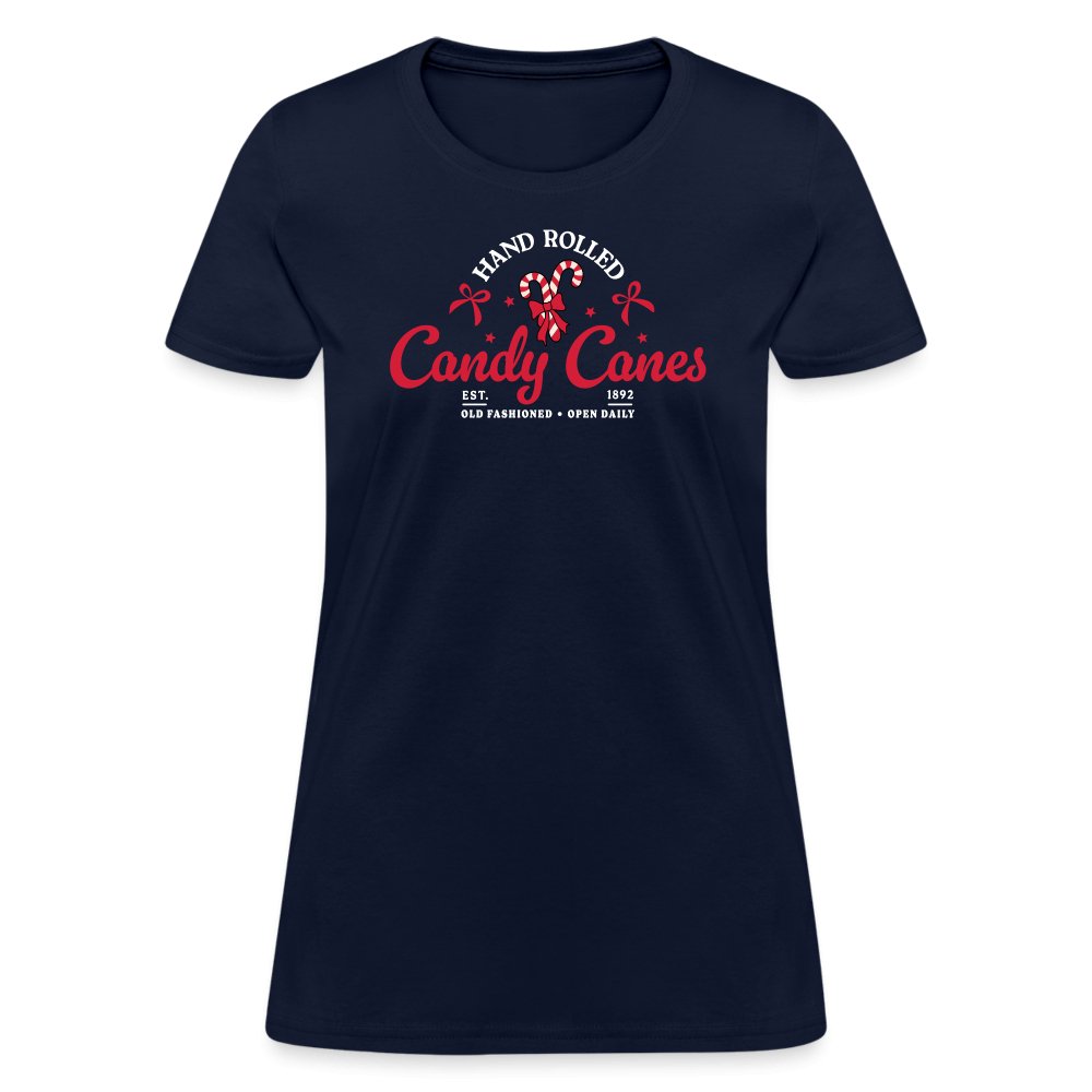 Hand Rolled Candy Canes Women's Contoured T-Shirt - navy