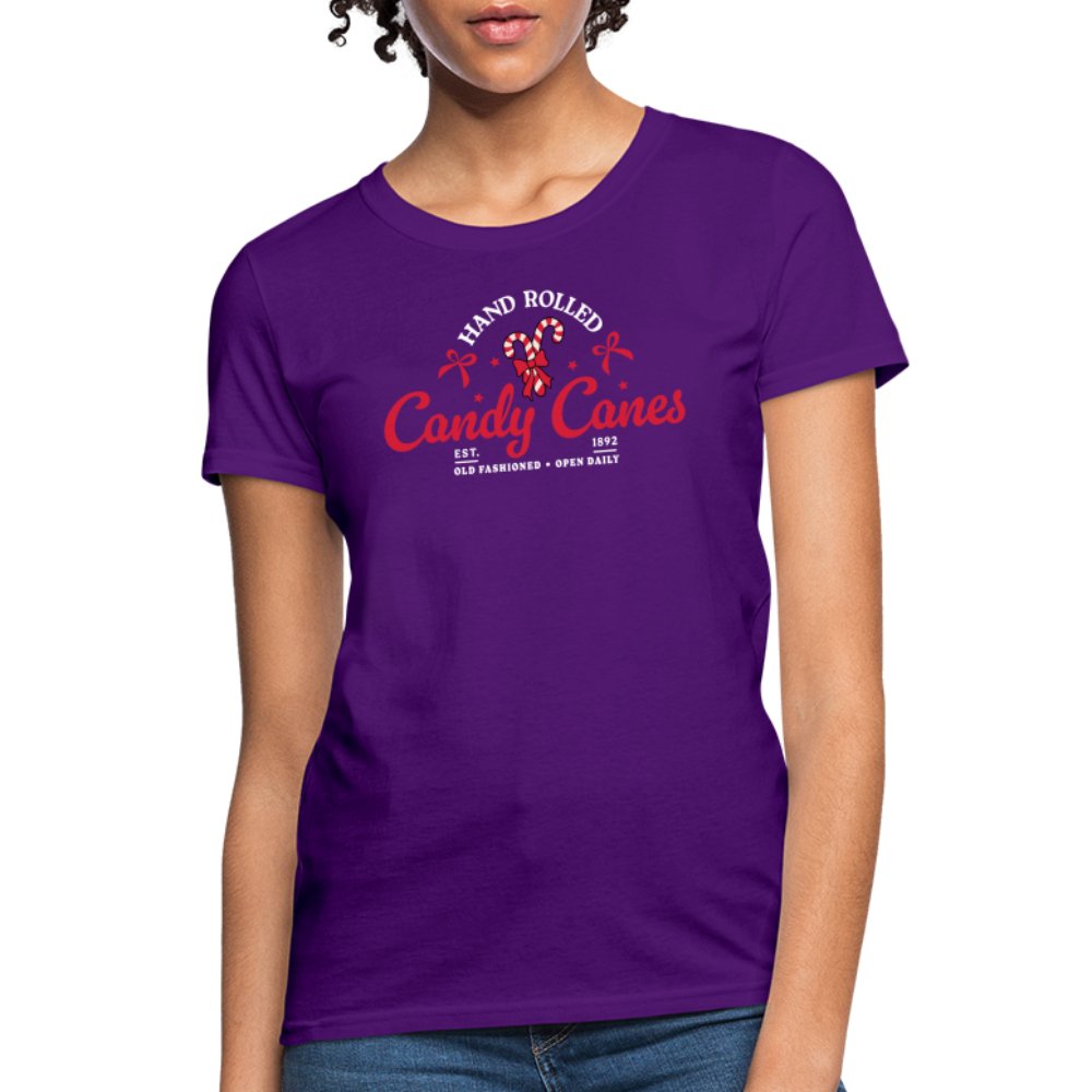 Hand Rolled Candy Canes Women's Contoured T-Shirt - purple