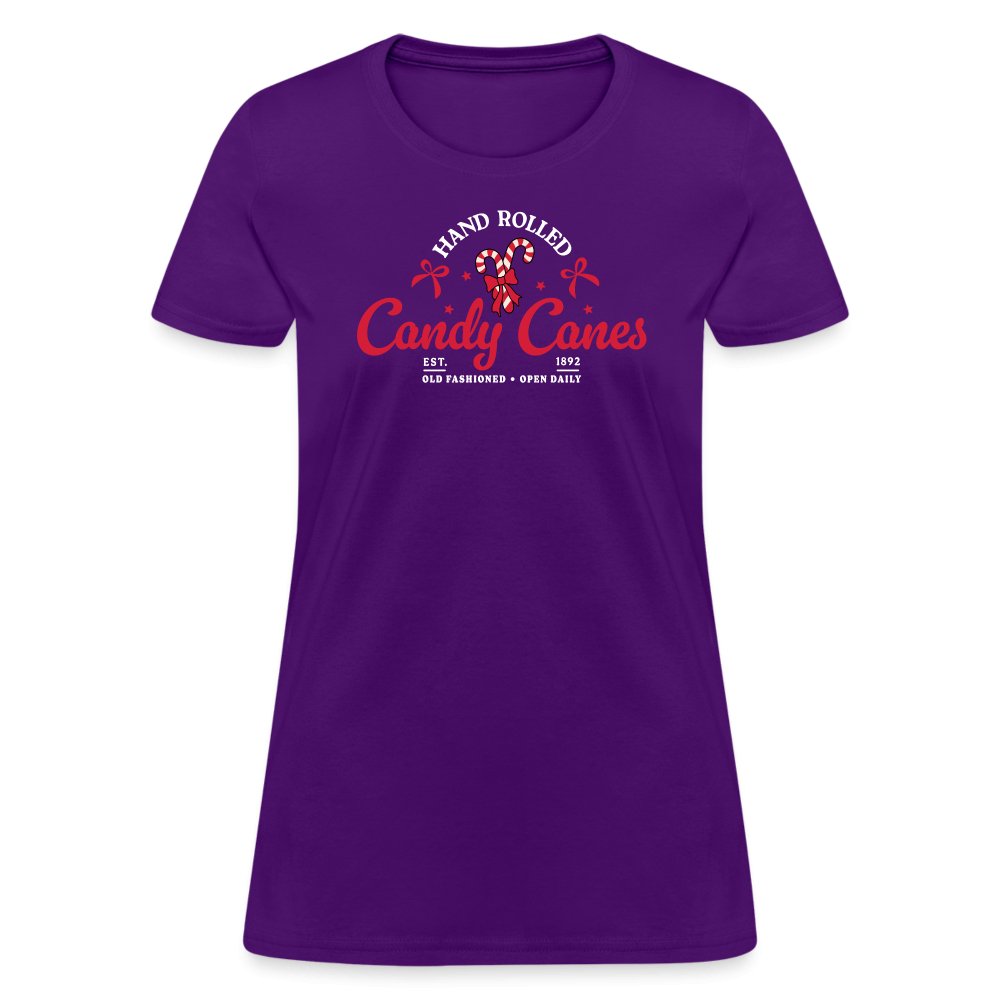 Hand Rolled Candy Canes Women's Contoured T-Shirt - purple