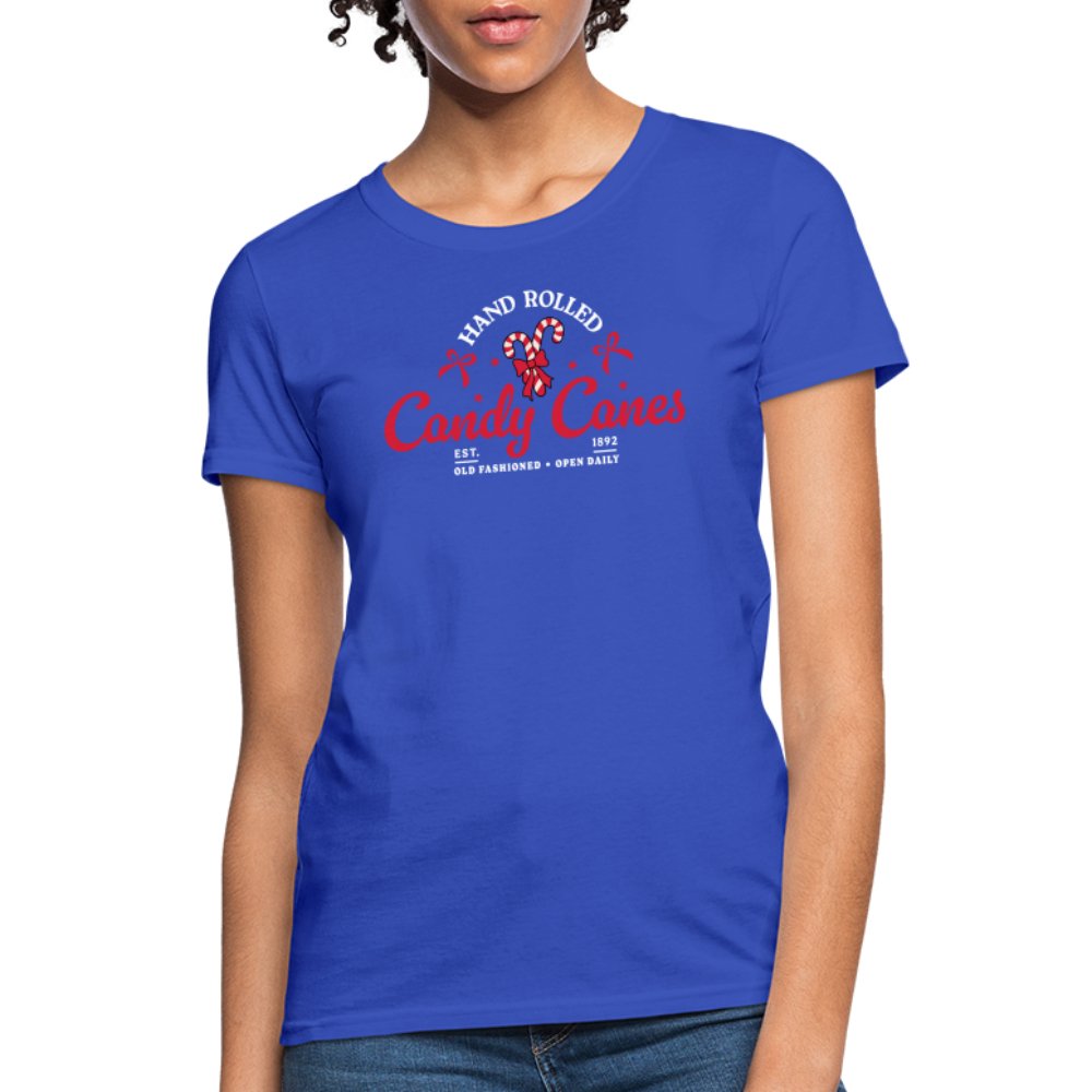 Hand Rolled Candy Canes Women's Contoured T-Shirt - royal blue