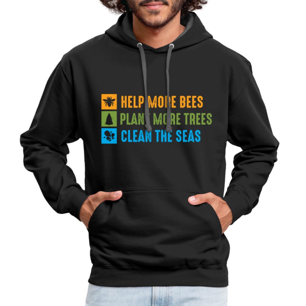 Help More Bees, Plant More Trees, Clean The Seas Hoodie - black/asphalt