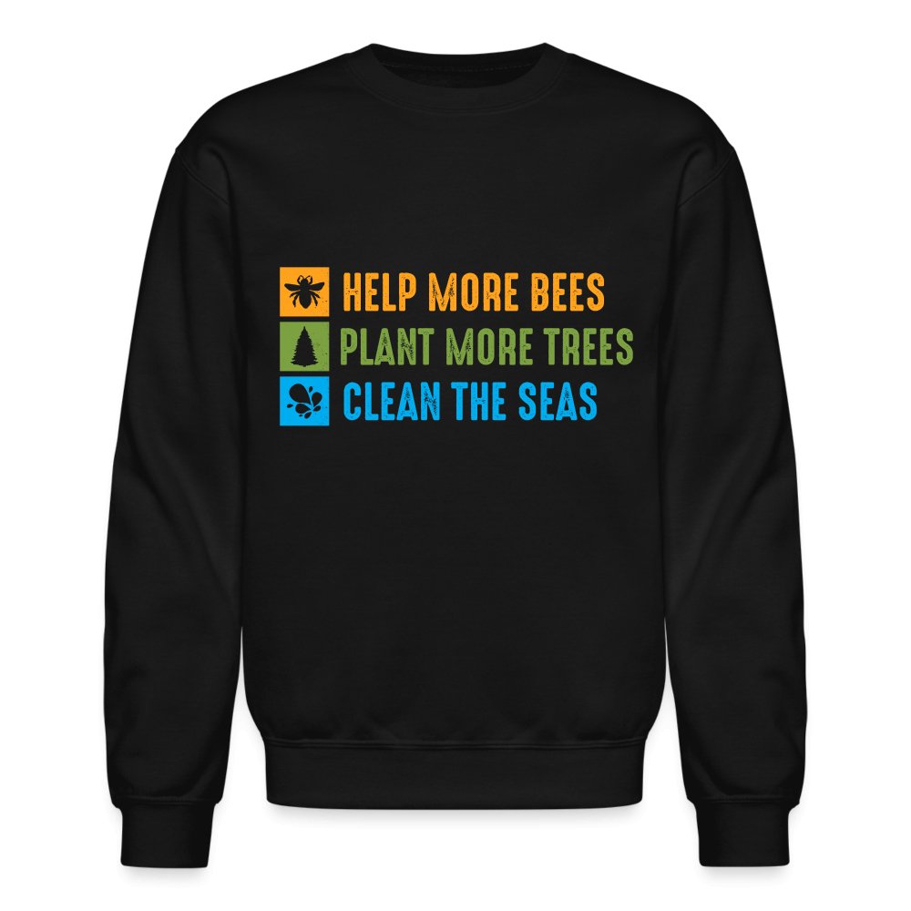 Help More Bees, Plant More Trees, Clean The Seas Sweatshirt - navy