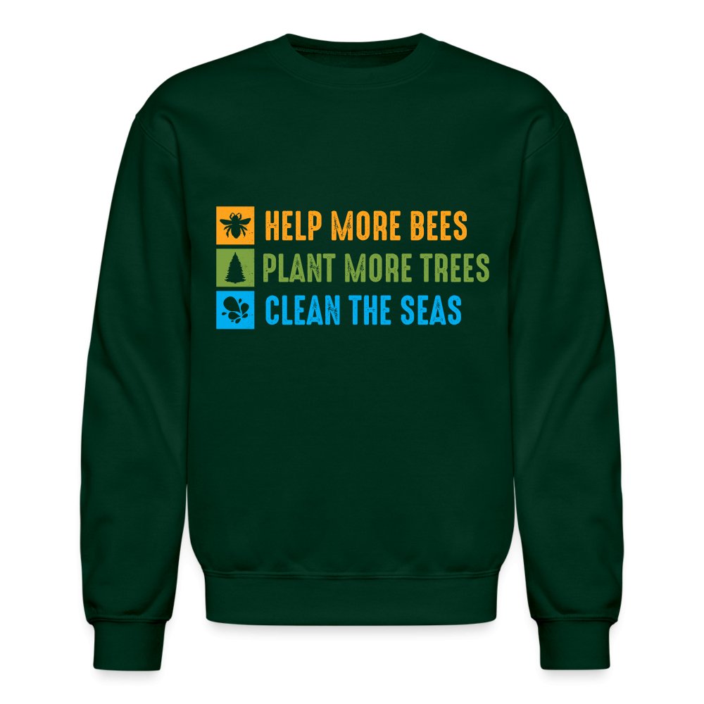 Help More Bees, Plant More Trees, Clean The Seas Sweatshirt - red