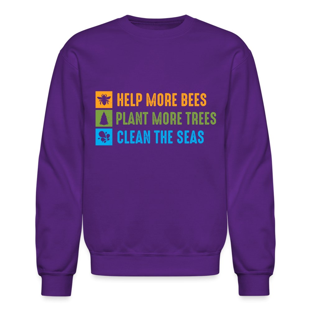 Help More Bees, Plant More Trees, Clean The Seas Sweatshirt - royal blue