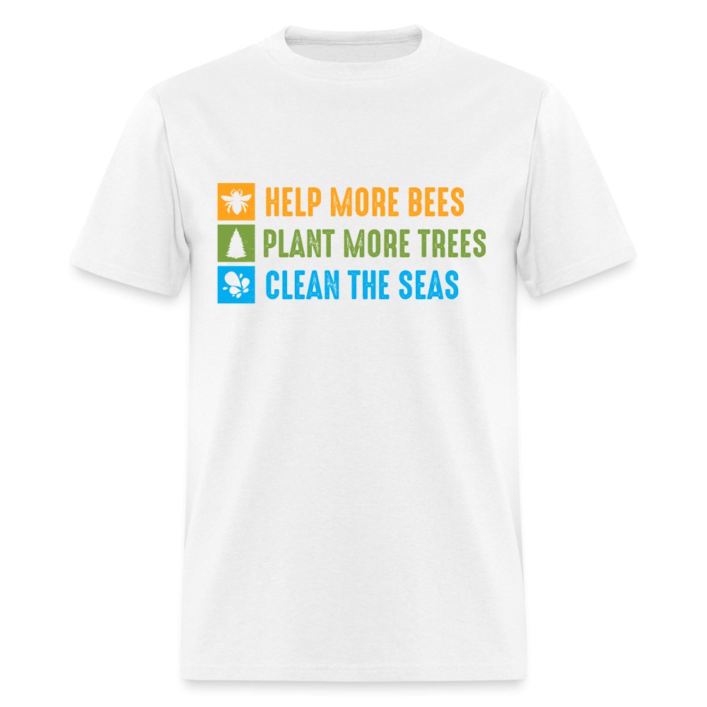 Help More Bees, Plant More Trees, Clean The Seas T-Shirt - turquoise