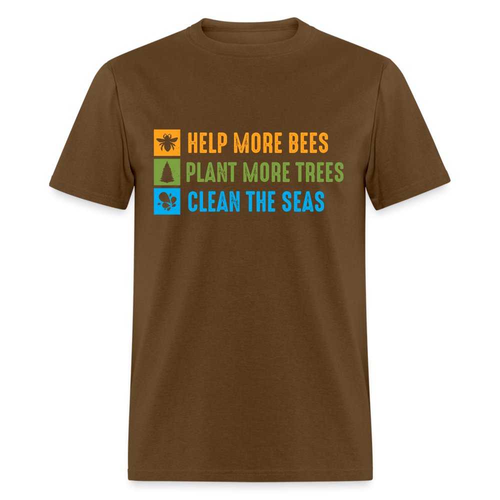 Help More Bees, Plant More Trees, Clean The Seas T-Shirt - white