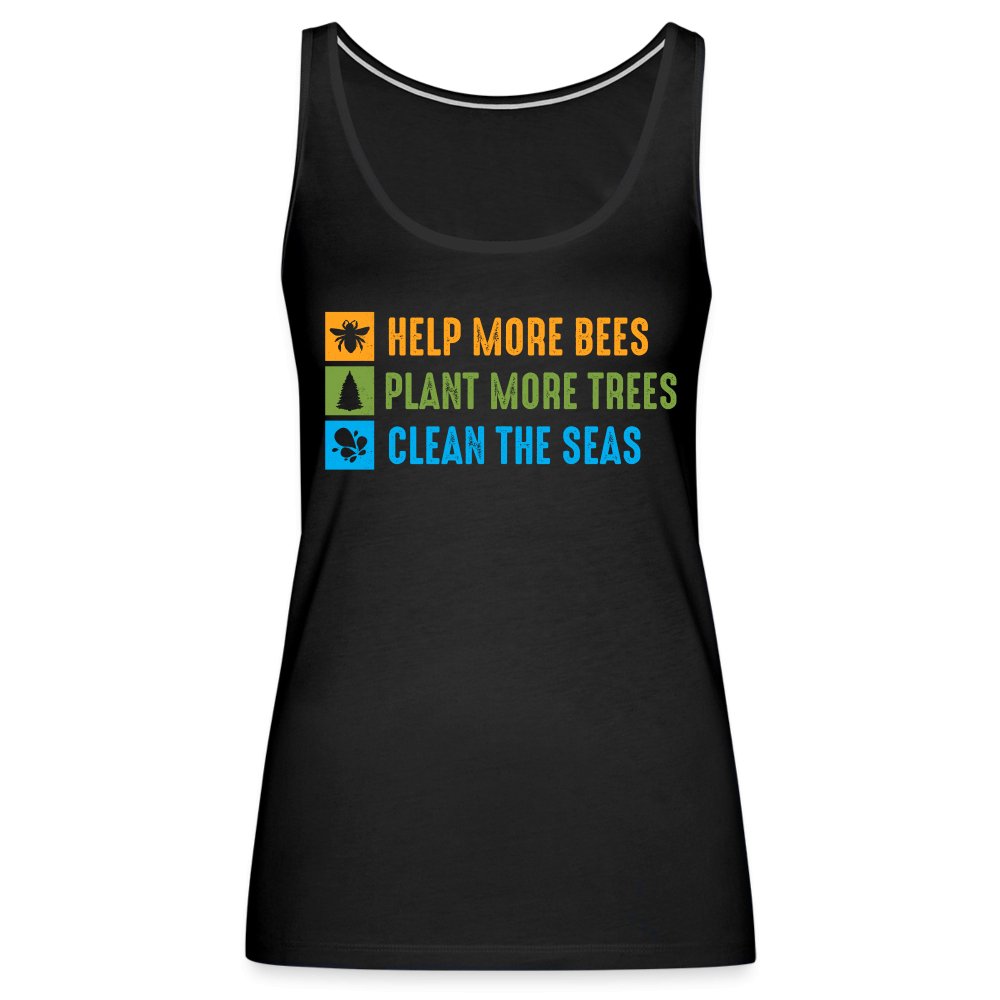 Help More Bees, Plant More Trees, Clean The Seas Women’s Premium Tank Top - red