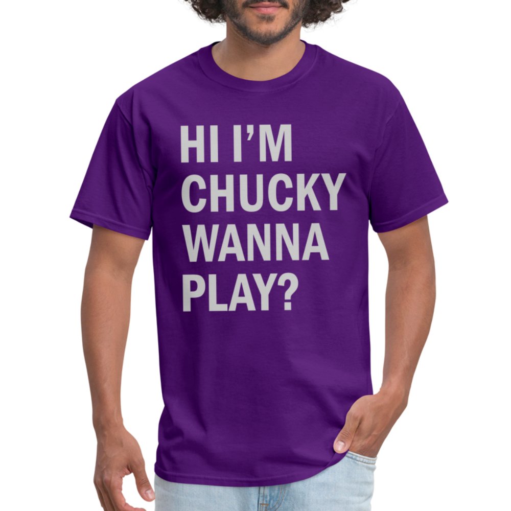 Hi I'm Chucky Wanna Play T-Shirt - purple