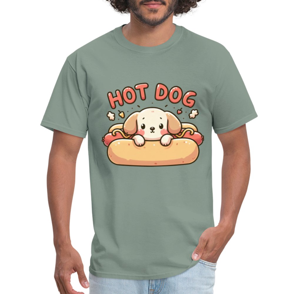 Hot Dog T-Shirt (Puppy inside Hot Dog Bun) - blush pink