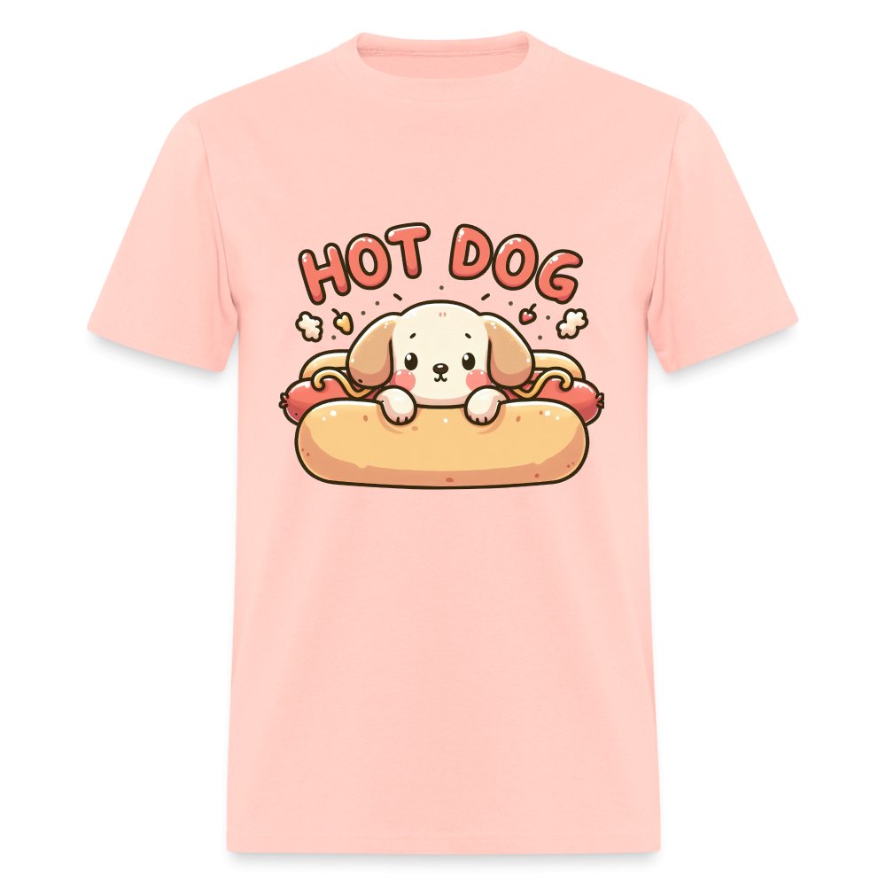 Hot Dog T-Shirt (Puppy inside Hot Dog Bun) - blush pink