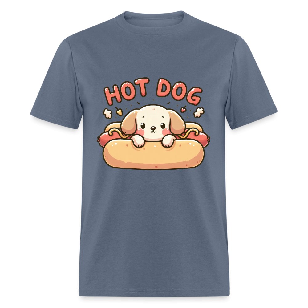 Hot Dog T-Shirt (Puppy inside Hot Dog Bun) - denim