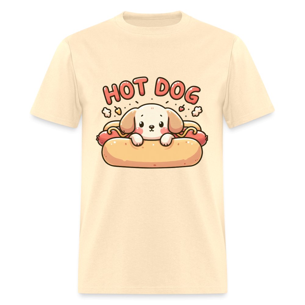 Hot Dog T-Shirt (Puppy inside Hot Dog Bun) - natural