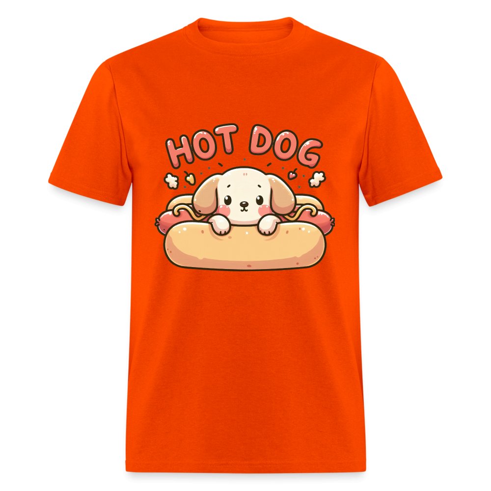 Hot Dog T-Shirt (Puppy inside Hot Dog Bun) - orange