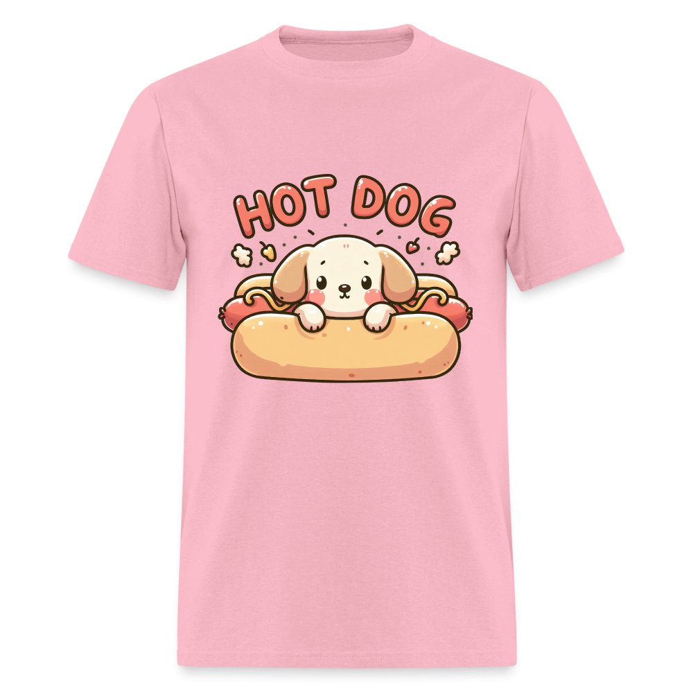 Hot Dog T-Shirt (Puppy inside Hot Dog Bun) - pink