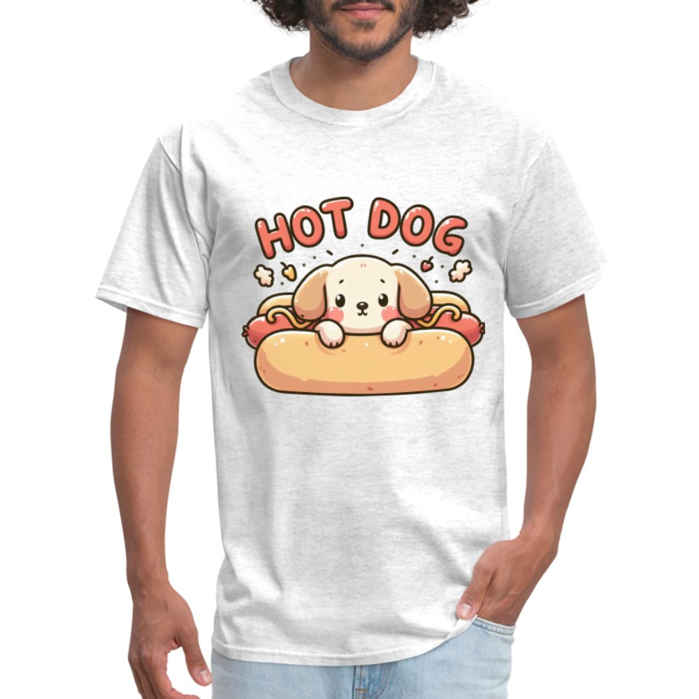 Hot Dog T-Shirt (Puppy inside Hot Dog Bun) - white