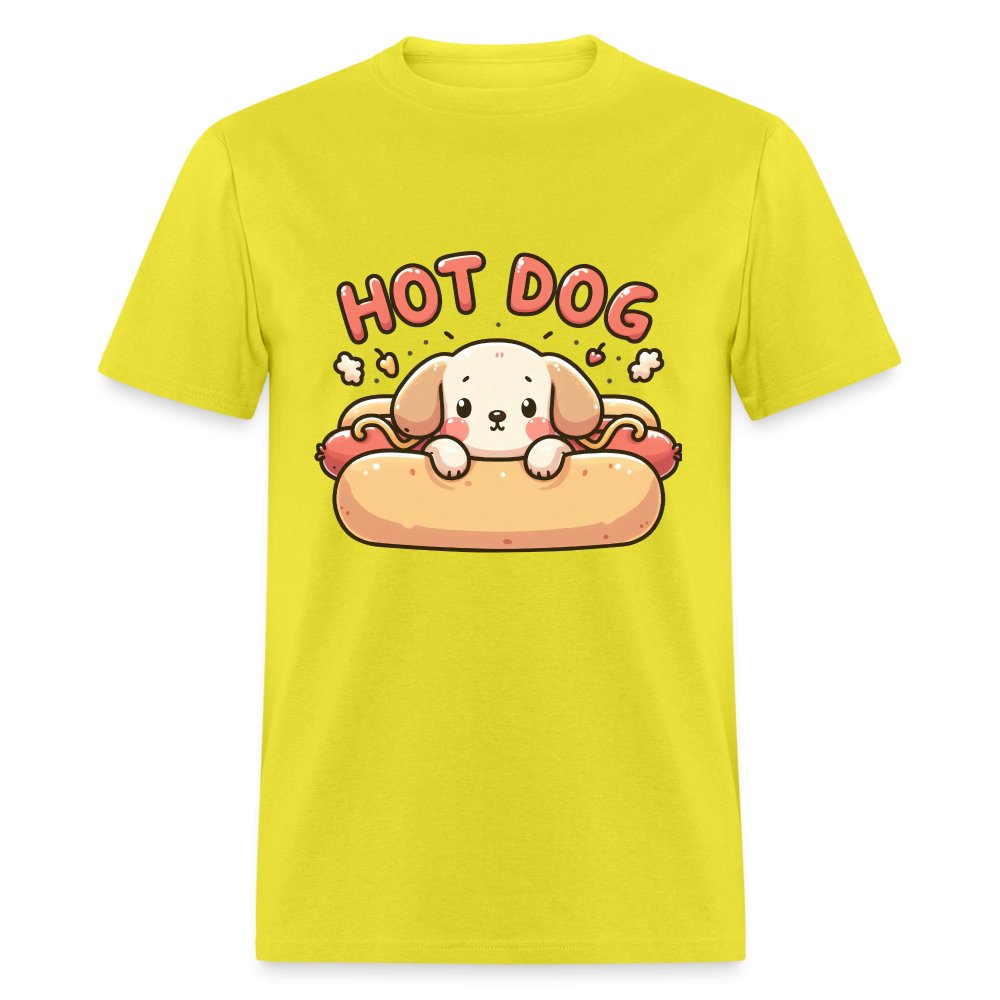 Hot Dog T-Shirt (Puppy inside Hot Dog Bun) - yellow