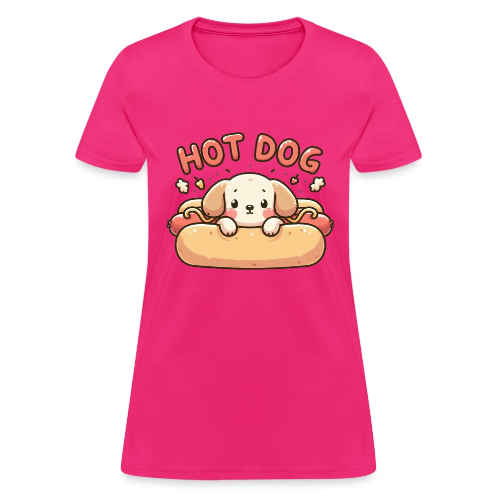 Hot Dog Women's Contoured T-Shirt (Puppy inside Hot Dog Bun) - option1# - Women's T-Shirt | Fruit of the Loom L3930R