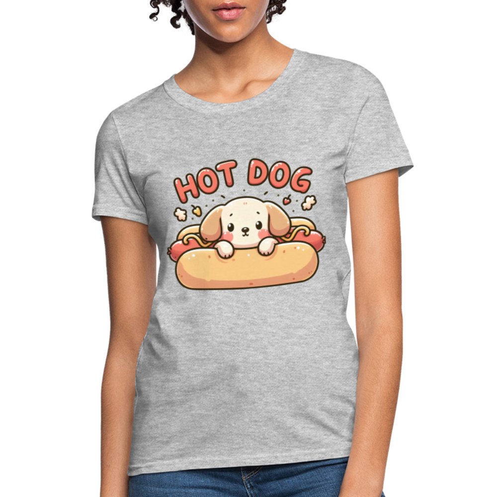 Hot Dog Women's Contoured T-Shirt (Puppy inside Hot Dog Bun) - option1# - Women's T-Shirt | Fruit of the Loom L3930R