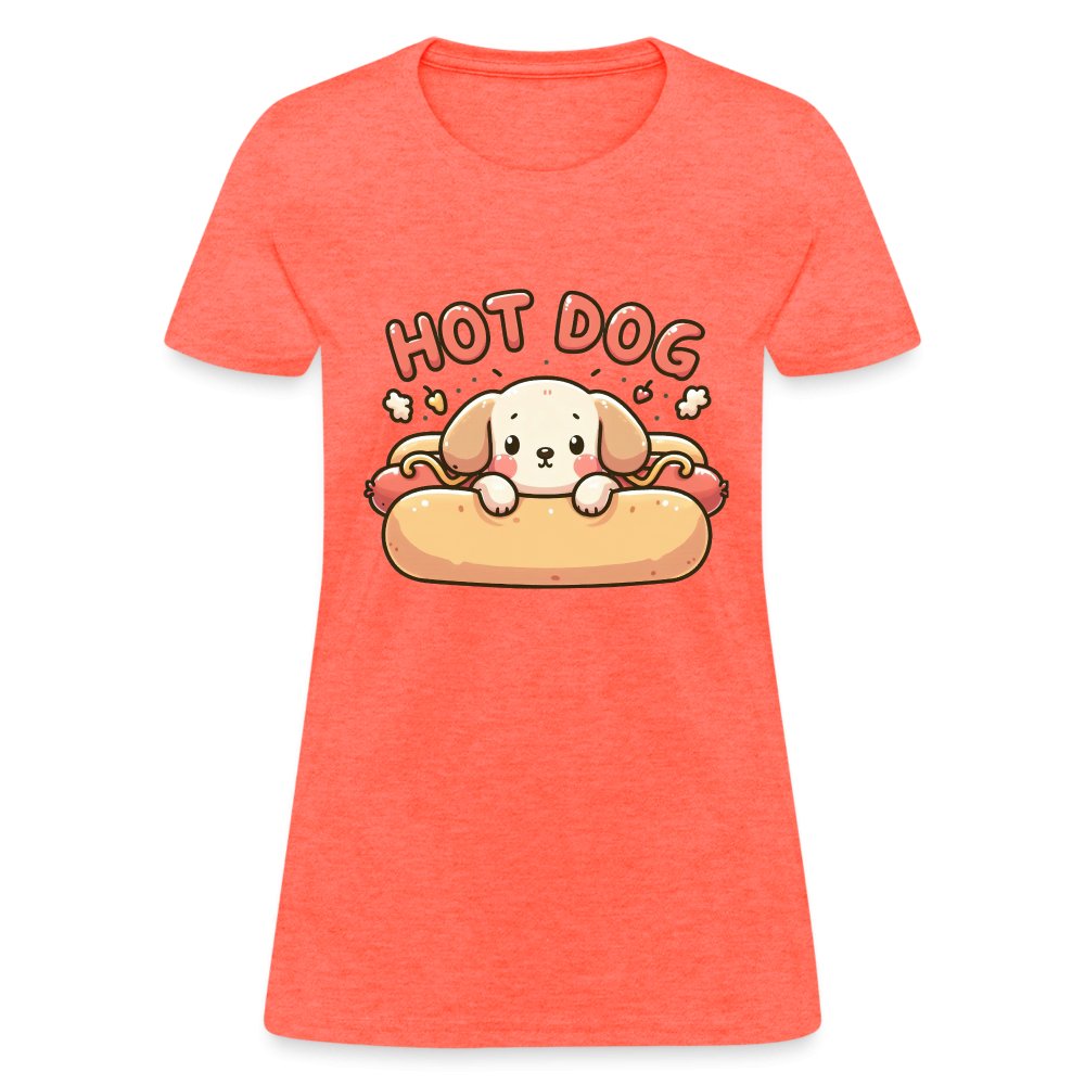 Hot Dog Women's Contoured T-Shirt (Puppy inside Hot Dog Bun) - option1# - Women's T-Shirt | Fruit of the Loom L3930R