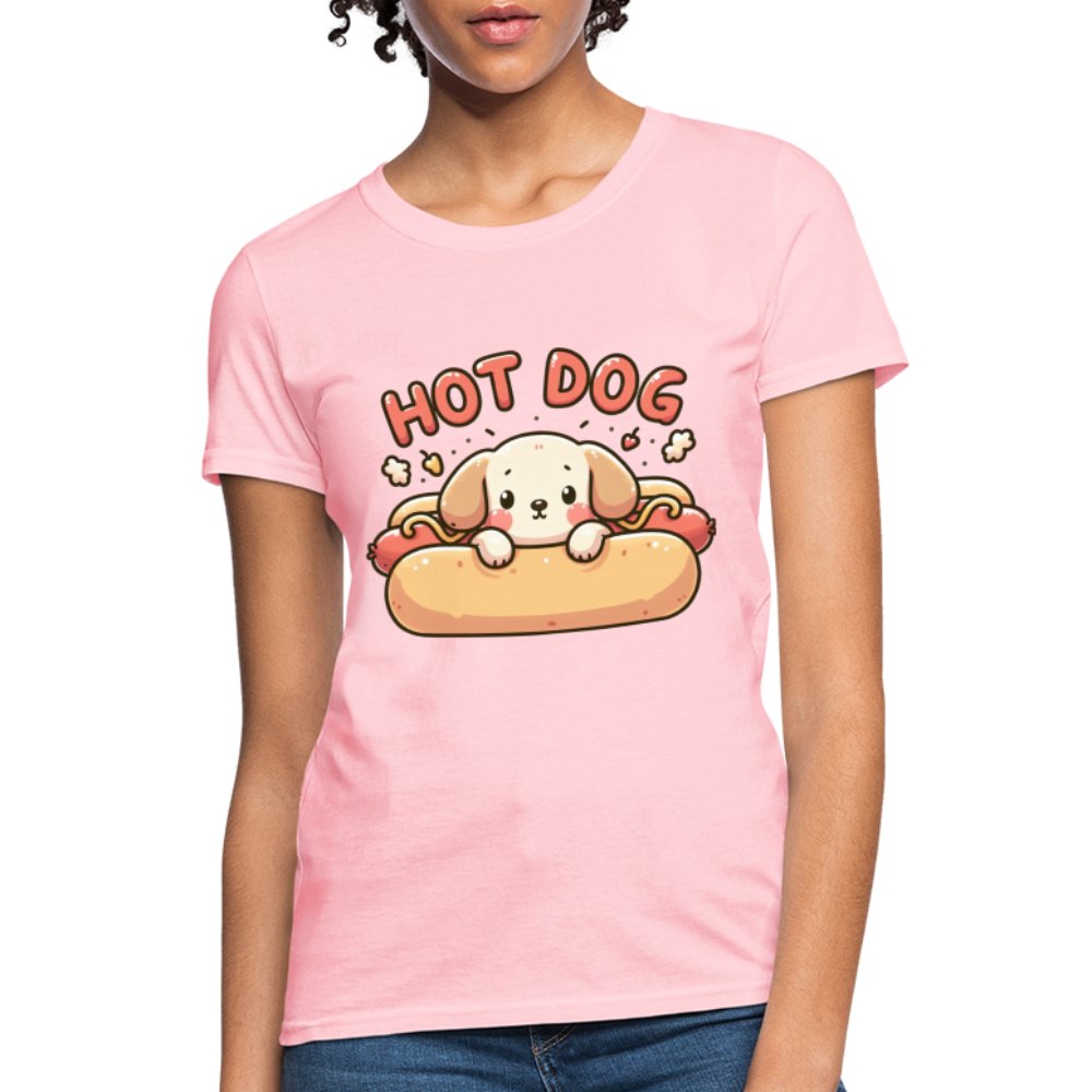 Hot Dog Women's Contoured T-Shirt (Puppy inside Hot Dog Bun) - option1# - Women's T-Shirt | Fruit of the Loom L3930R