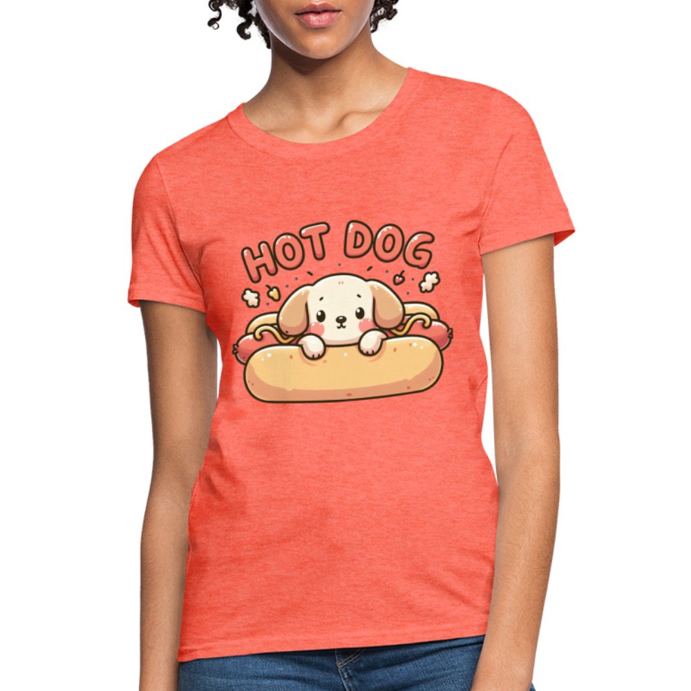 Hot Dog Women's Contoured T-Shirt (Puppy inside Hot Dog Bun) - option1# - Women's T-Shirt | Fruit of the Loom L3930R