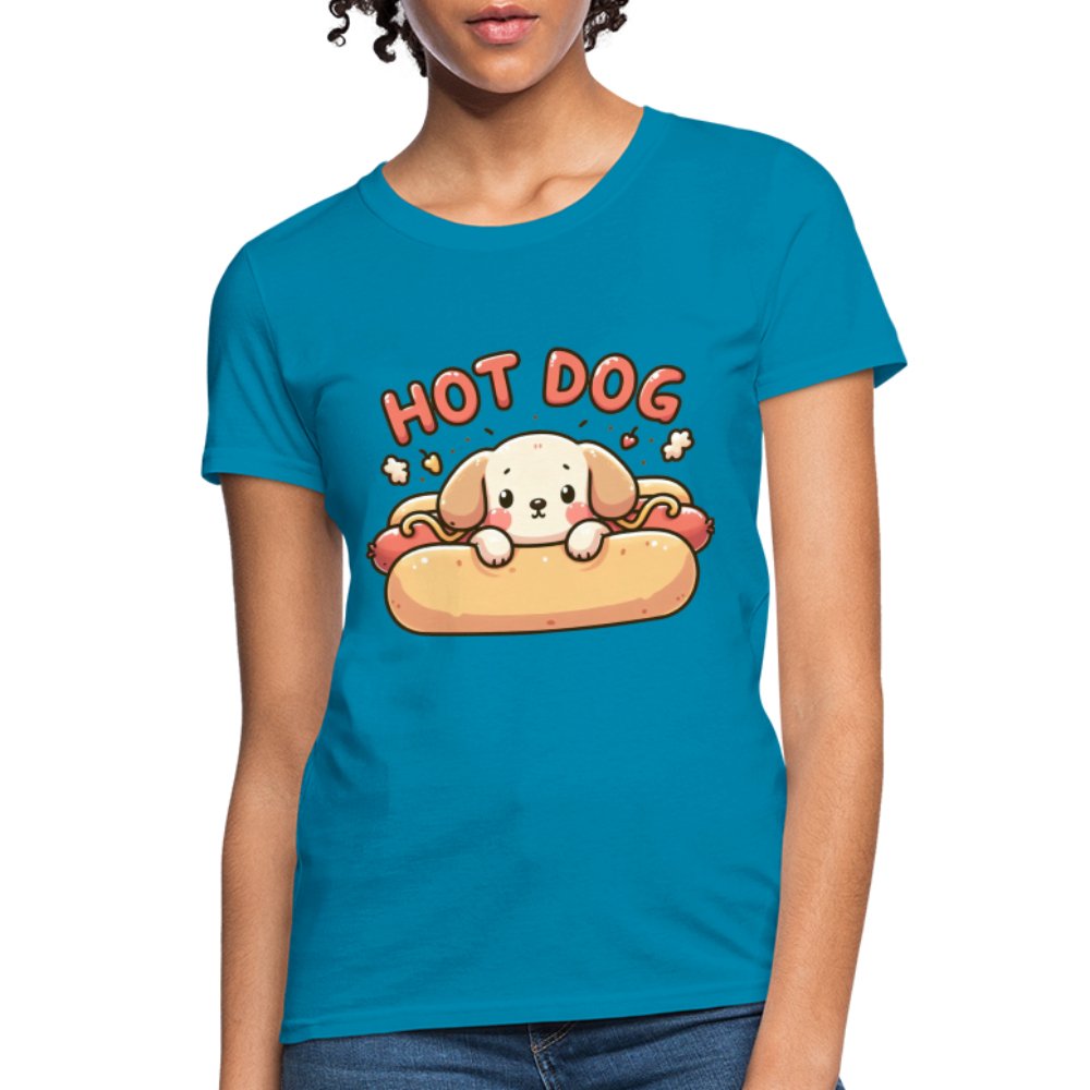 Hot Dog Women's Contoured T-Shirt (Puppy inside Hot Dog Bun) - option1# - Women's T-Shirt | Fruit of the Loom L3930R