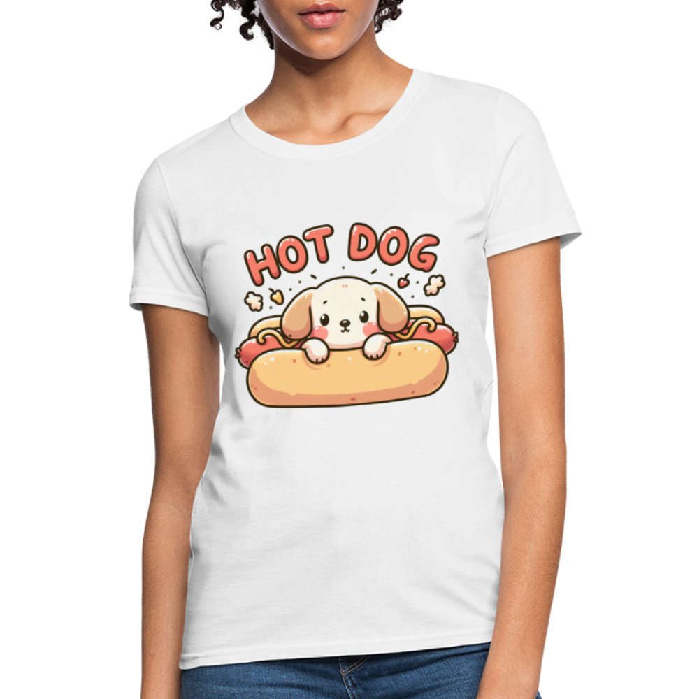 Hot Dog Women's Contoured T-Shirt (Puppy inside Hot Dog Bun) - option1# - Women's T-Shirt | Fruit of the Loom L3930R