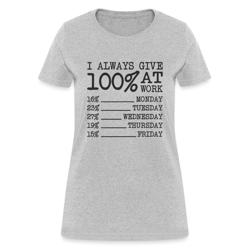 I Always Give 100% at Work Women's T-Shirt (Funny) - heather gray