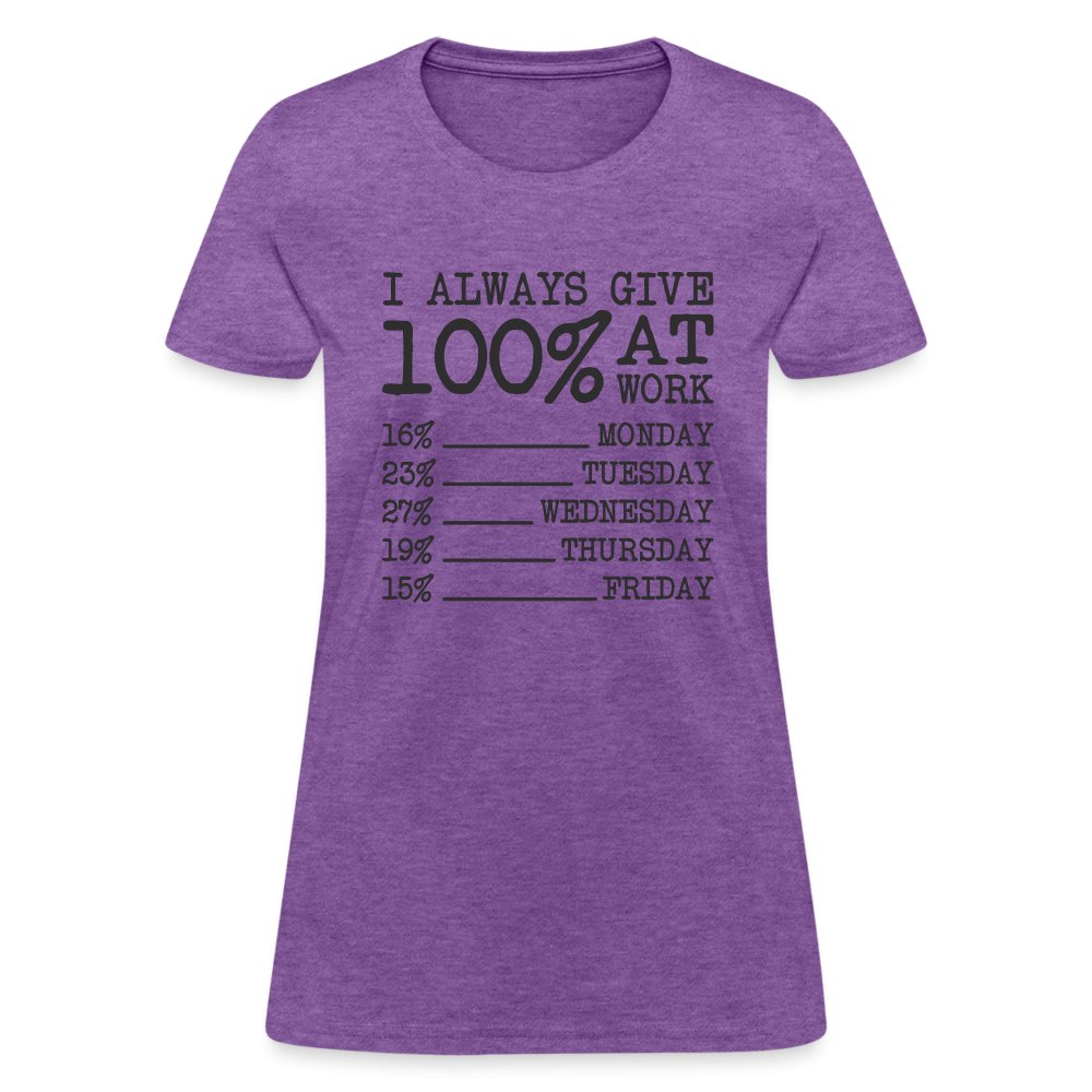 I Always Give 100% at Work Women's T-Shirt (Funny) - purple heather