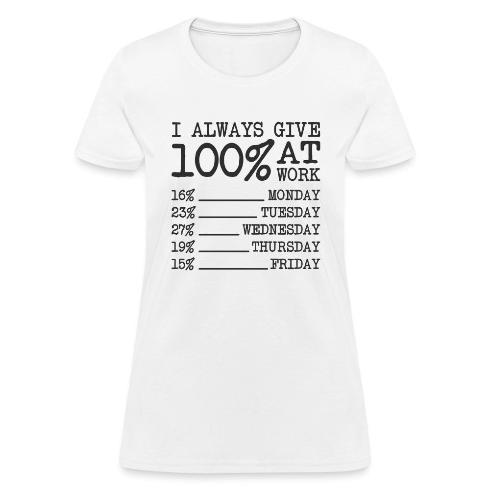 I Always Give 100% at Work Women's T-Shirt (Funny) - white