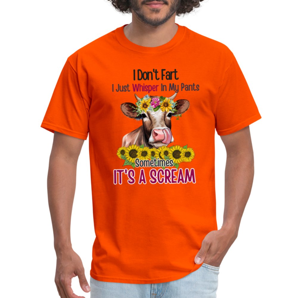 I Don't Fart I Just Whisper in My Pants T-Shirt (Funny Cow) - yellow