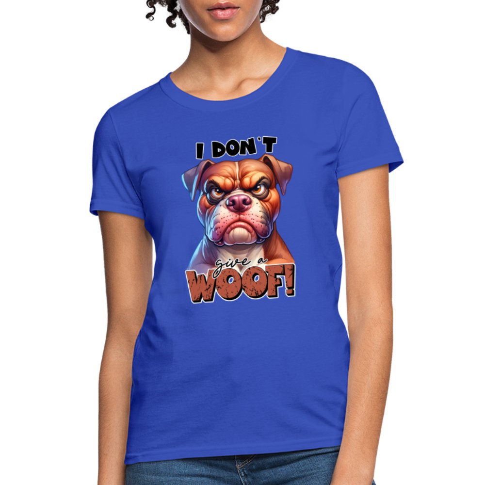 I Don't Give a Woof (Grumpy Dog with Attitude) Women's Contoured T-Shirt - option1# - Women's T-Shirt | Fruit of the Loom L3930R