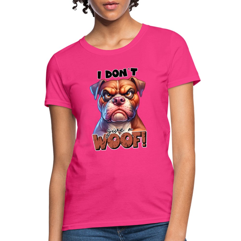 I Don't Give a Woof (Grumpy Dog with Attitude) Women's Contoured T-Shirt - option1# - Women's T-Shirt | Fruit of the Loom L3930R