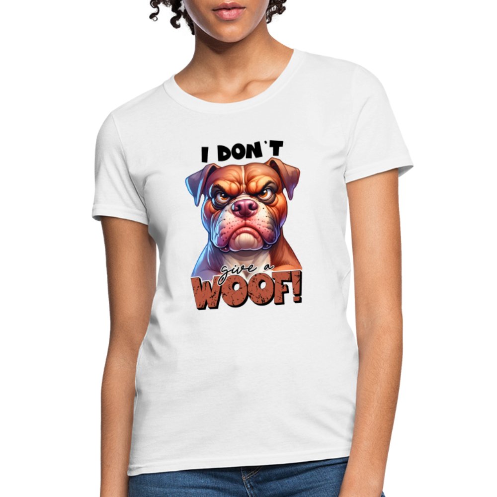 I Don't Give a Woof (Grumpy Dog with Attitude) Women's Contoured T-Shirt - option1# - Women's T-Shirt | Fruit of the Loom L3930R