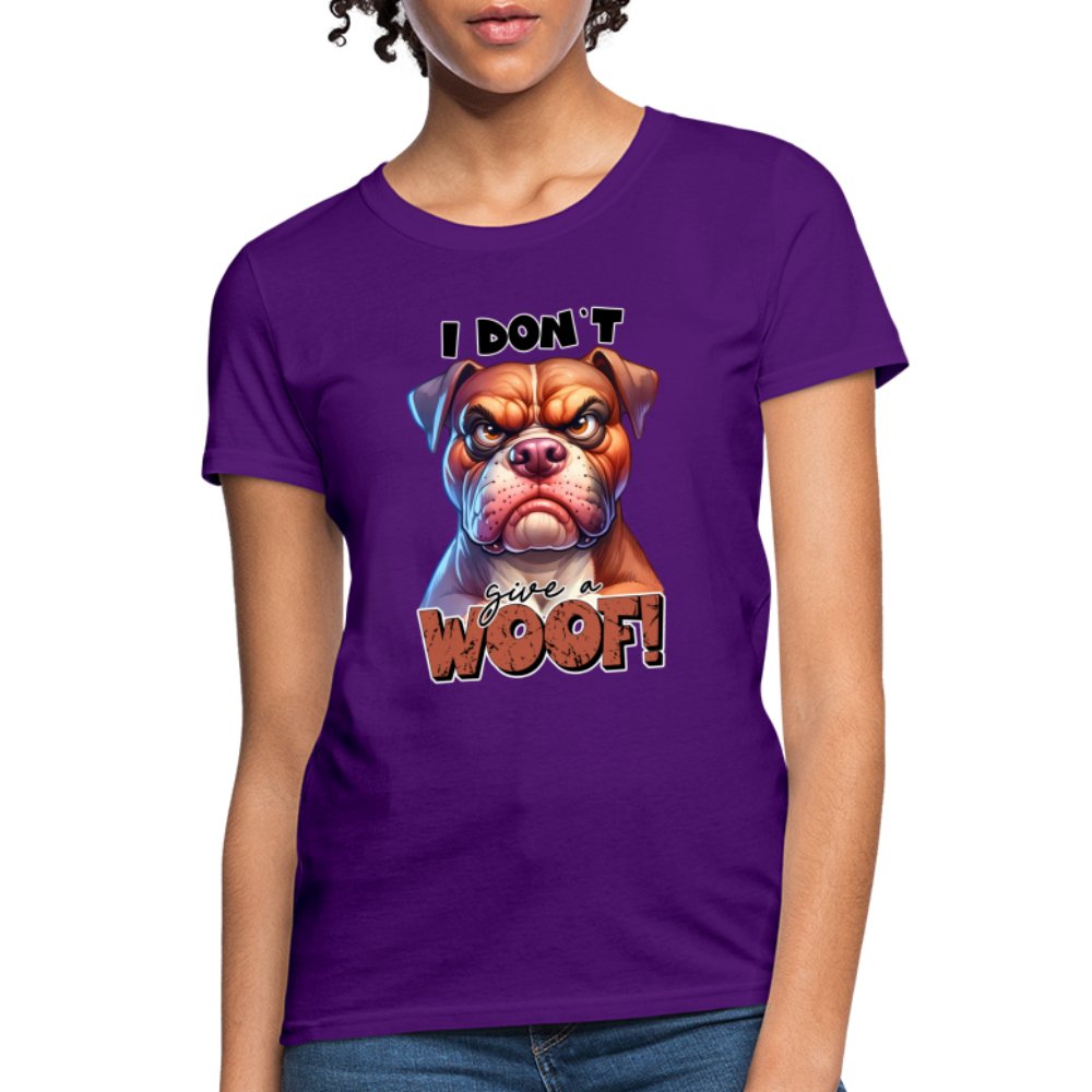 I Don't Give a Woof (Grumpy Dog with Attitude) Women's Contoured T-Shirt - option1# - Women's T-Shirt | Fruit of the Loom L3930R