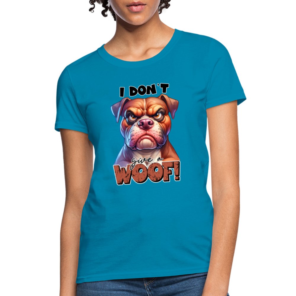 I Don't Give a Woof (Grumpy Dog with Attitude) Women's Contoured T-Shirt - option1# - Women's T-Shirt | Fruit of the Loom L3930R