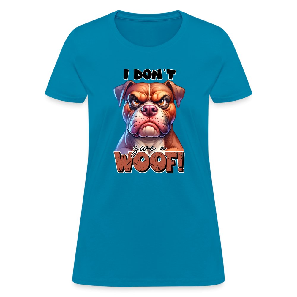 I Don't Give a Woof (Grumpy Dog with Attitude) Women's Contoured T-Shirt - option1# - Women's T-Shirt | Fruit of the Loom L3930R