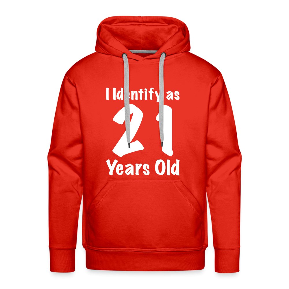 I Identify as 21 Years Old Men’s Premium Hoodie (Birthday Gift Idea) - red