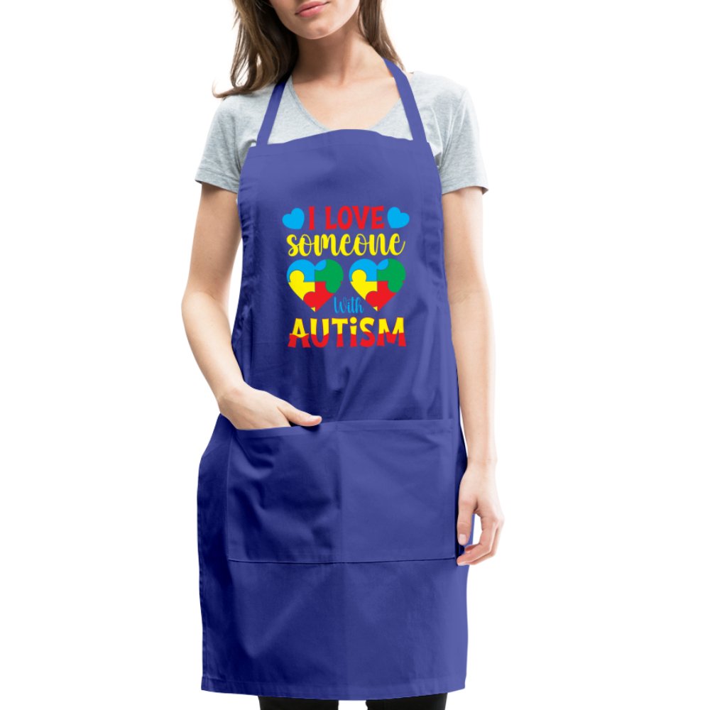 I Love Someone With Autism Apron - royal blue