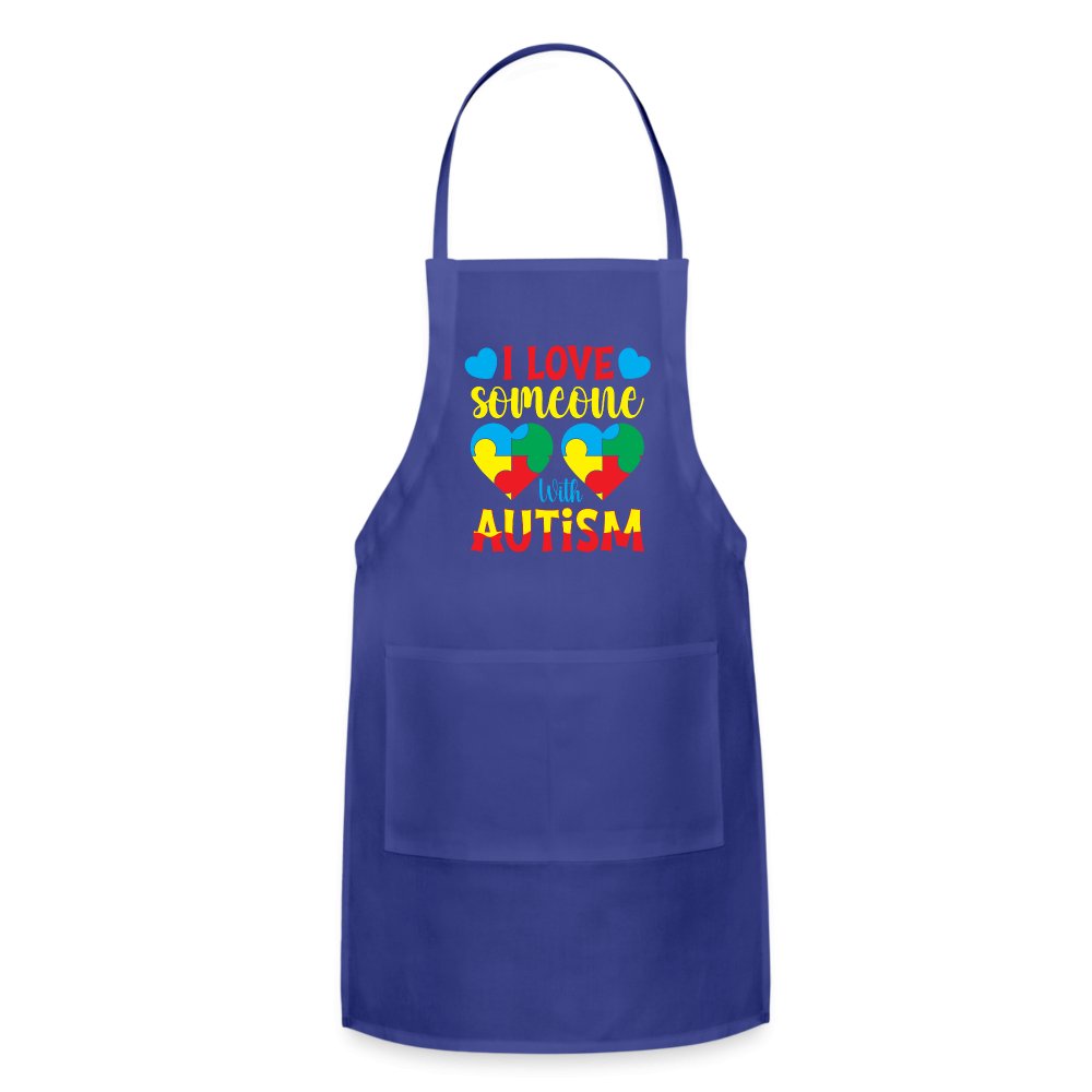 I Love Someone With Autism Apron - royal blue