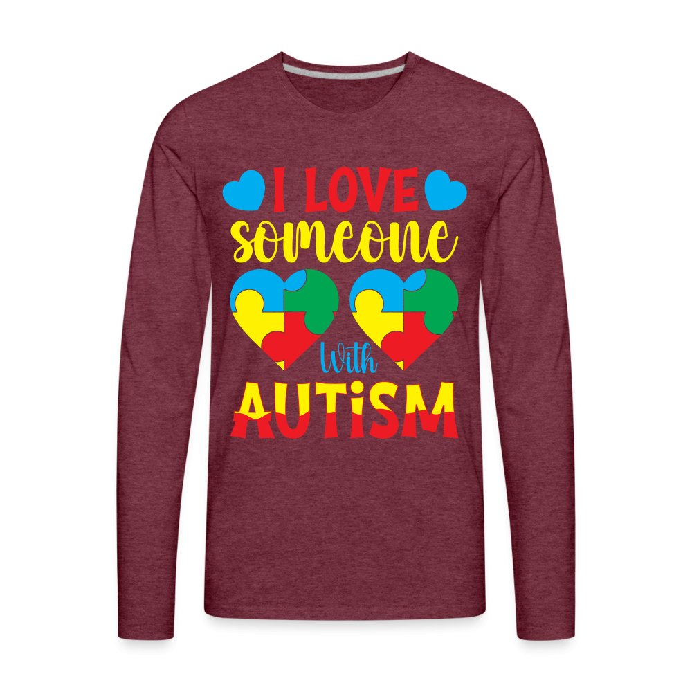 I Love Someone With Autism Men's Premium Long Sleeve T-Shirt - charcoal grey