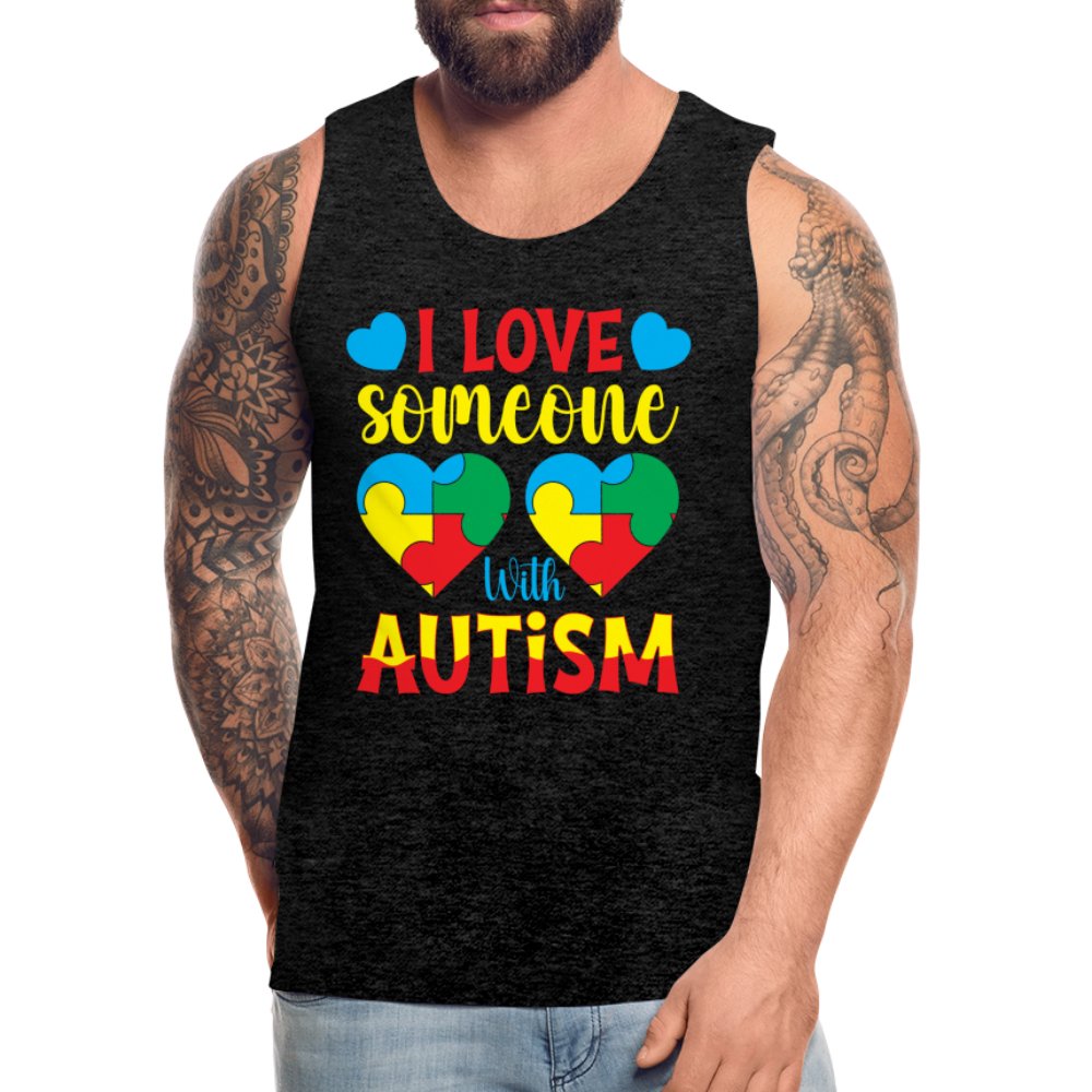 I Love Someone With Autism Men’s Premium Tank Top - charcoal grey