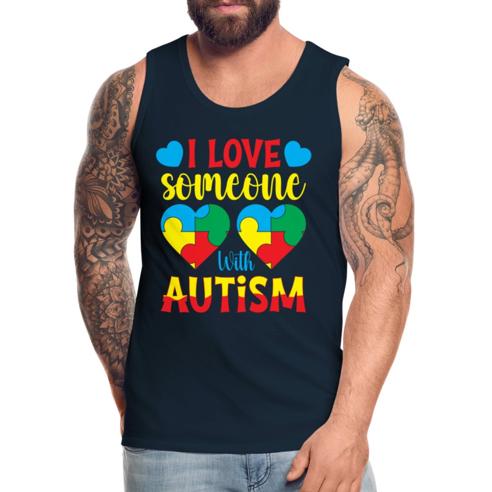 I Love Someone With Autism Men’s Premium Tank Top - deep navy