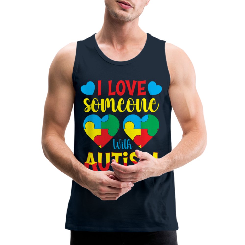 I Love Someone With Autism Men’s Premium Tank Top - deep navy