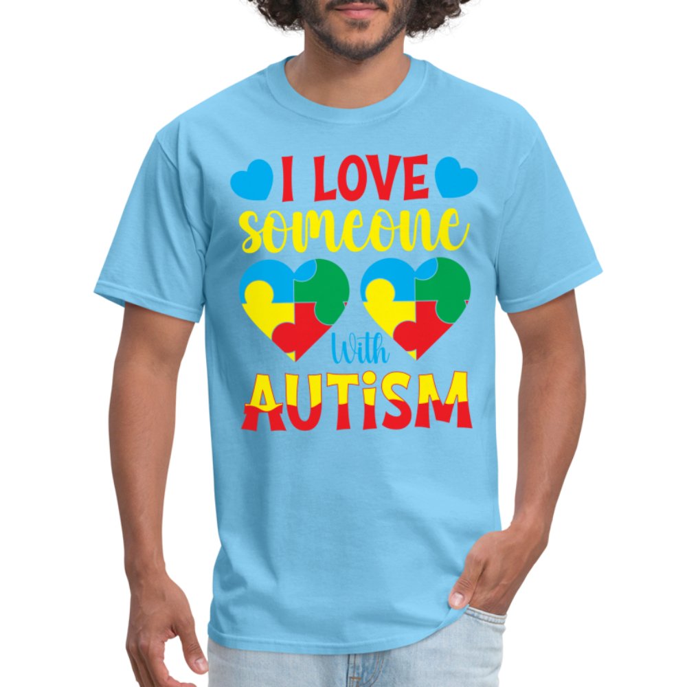 I Love Someone With Autism T-Shirt - aquatic blue