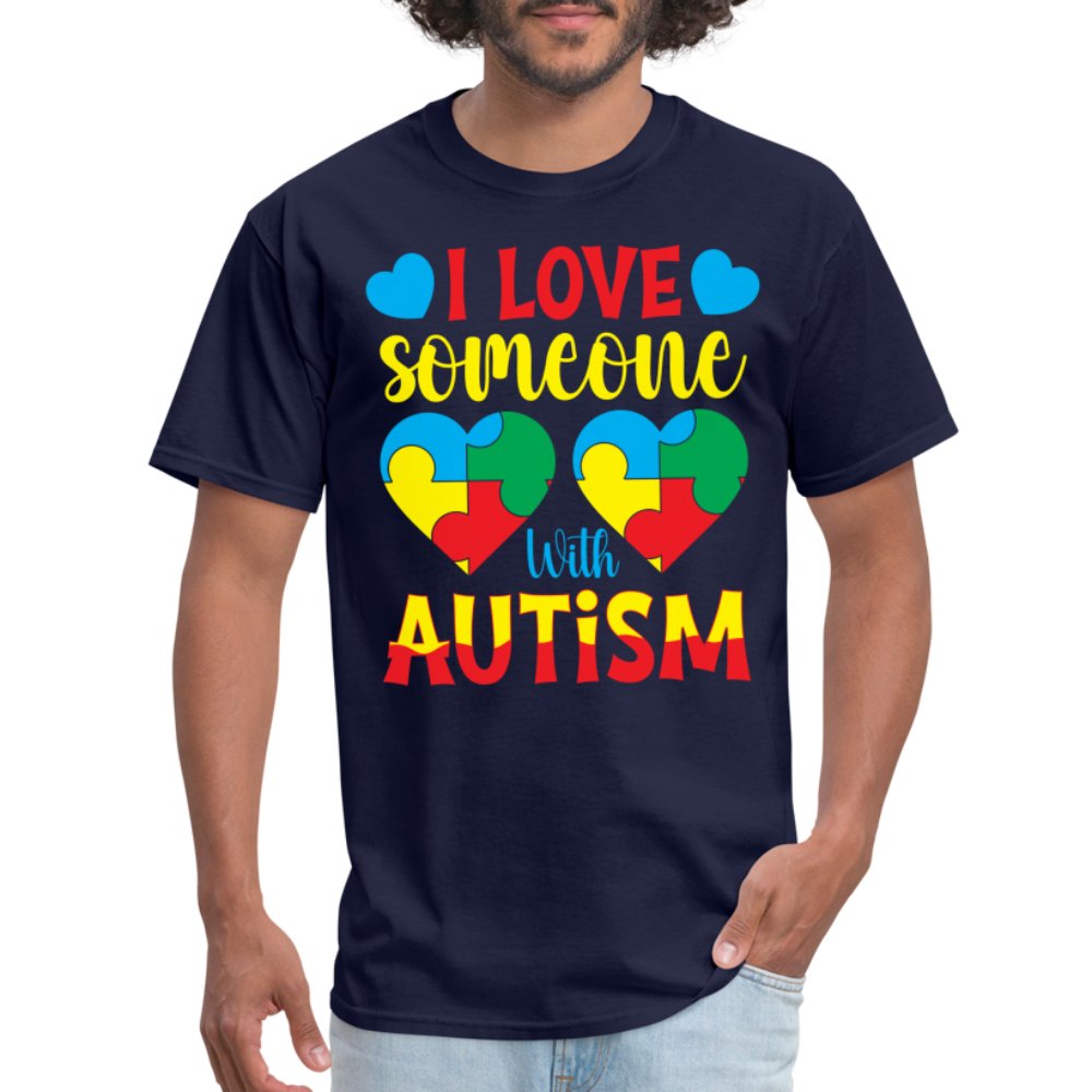 I Love Someone With Autism T-Shirt - navy