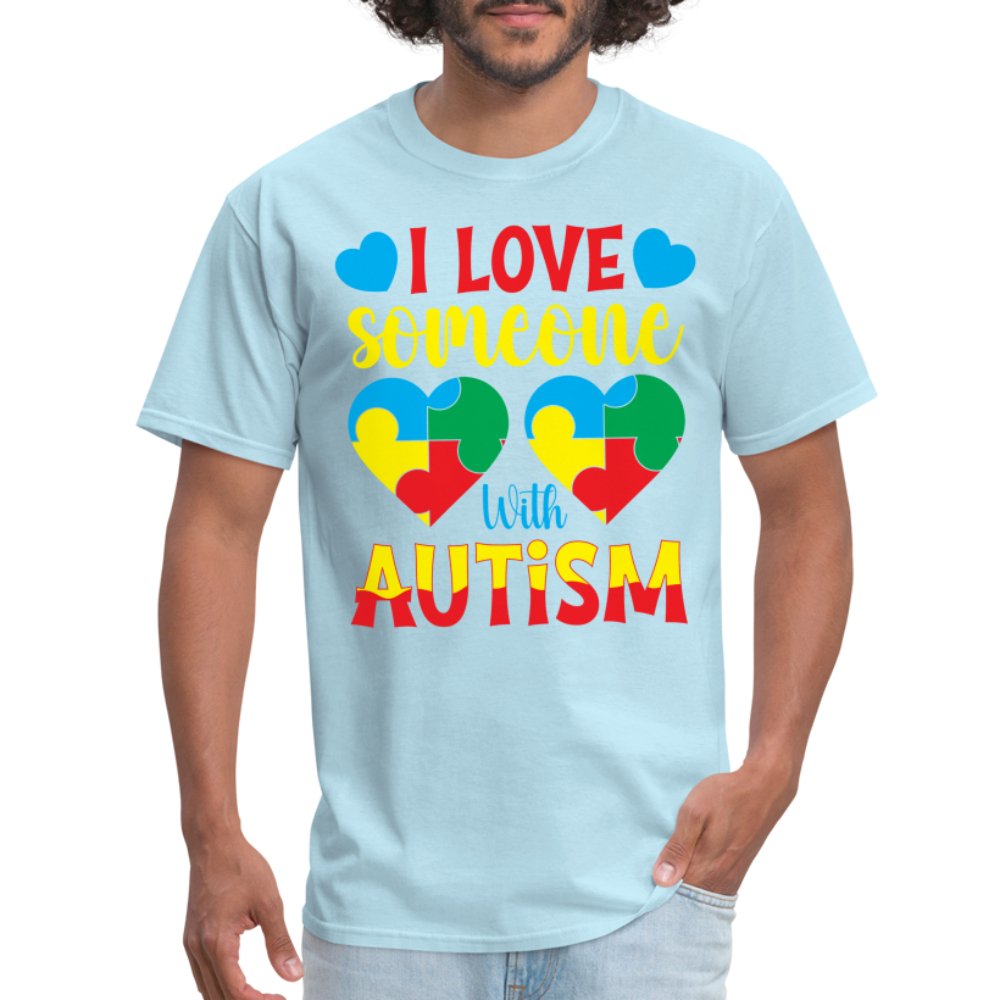 I Love Someone With Autism T-Shirt - powder blue