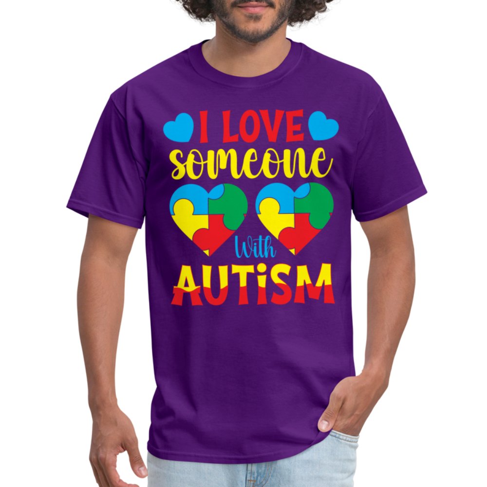 I Love Someone With Autism T-Shirt - purple