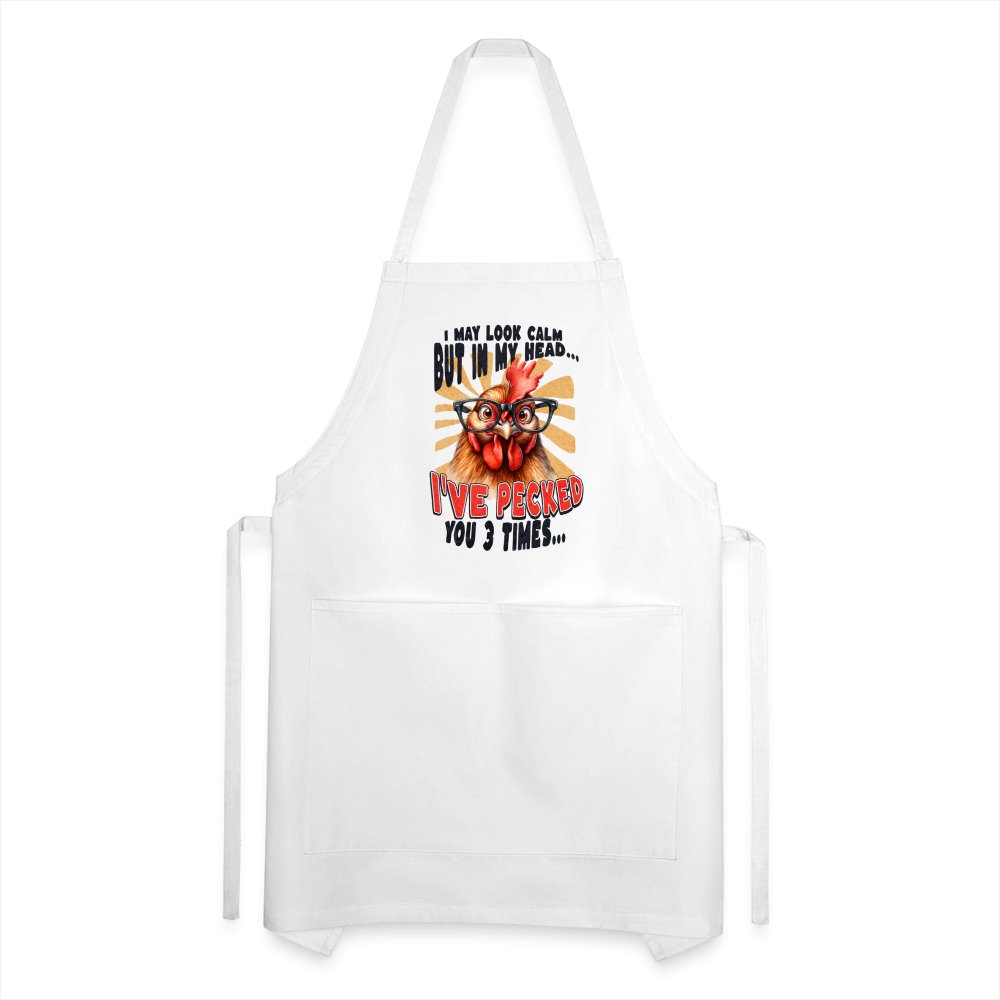 I May Look Calm But In My Head I've Pecked Your 3 Times Adjustable Apron (Crazy Chicken) - charcoal